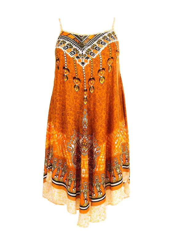 Serafina Collection Luna Print One Size Midi Dress, Apricot Fashionable Off-Shoulder Dress Midi