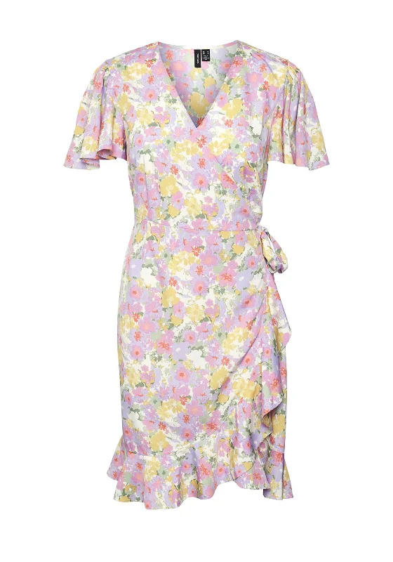 Vero Moda Emma Floral Wrap Mini Dress, Pastel Multi Trendy Camisole Mini Dress