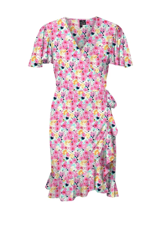 Vero Moda Emma Floral Wrap Mini Dress, Multi Fashionable Mini Dress with Pockets