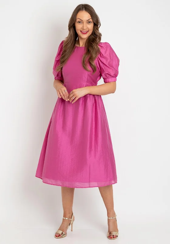 Vero Moda Puff Sleeve Smock Midi Dress, Phlox Pink Cozy T-shirt Midi Dress