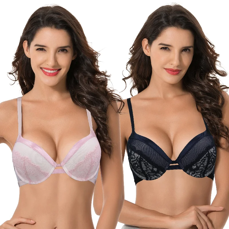 Women's Plus Size Push Up Add 1 Cup Underwire Perfect Shape Lace Bra Soft Lace Bralette Women's Plus Size Push Up Add 1 Cup Underwire Perfect Shape Lace Bra Soft Lace Bralette
