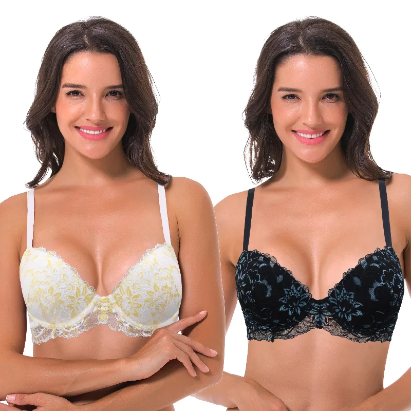 Women's Underwire Plus Size Push Up Add 1 and a Half Cup Lace Bras Sexy Mesh Bralette Women's Underwire Plus Size Push Up Add 1 and a Half Cup Lace Bras Sexy Mesh Bralette
