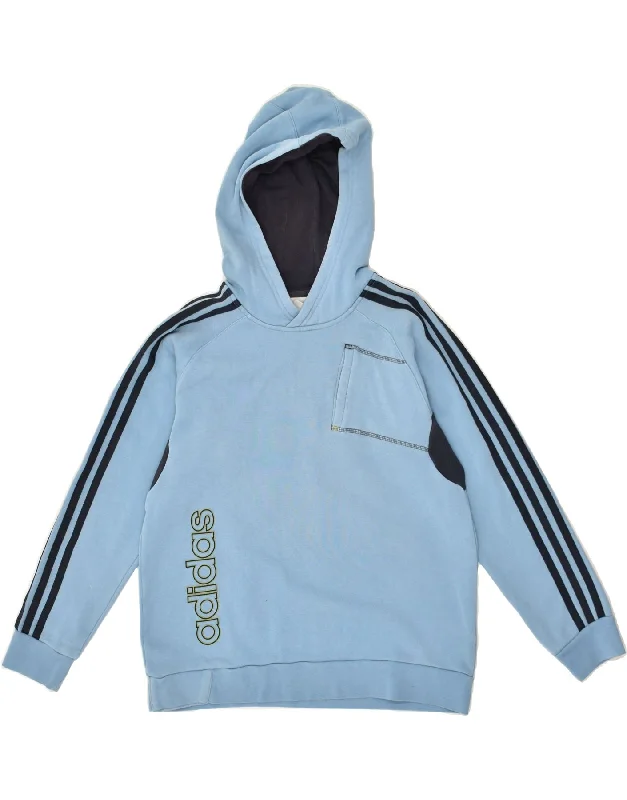 ADIDAS Womens Graphic Hoodie Jumper Size 32/34 XS Blue Cotton Hoodie with Cuffed Sleeves Snug Secure