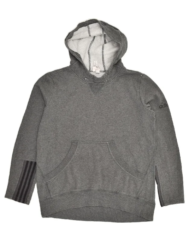 ADIDAS Womens Hoodie Jumper UK 20-22 XL Grey Cotton Hoodie with Camouflage Military Edgy