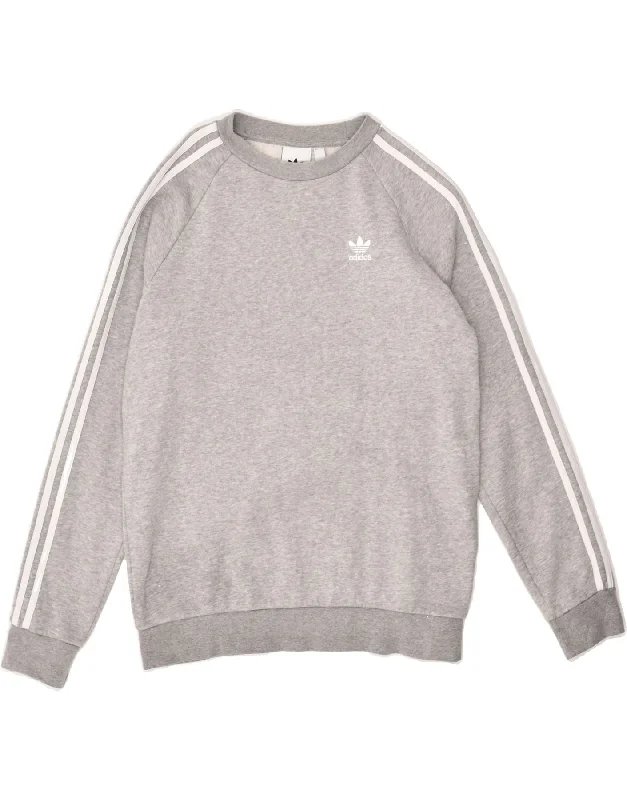 ADIDAS Womens Sweatshirt Jumper UK 10 Small Grey Hoodie with Hood Adjustable Protection