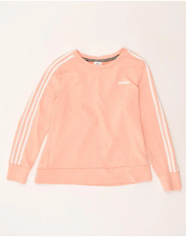 ADIDAS Womens Sweatshirt Jumper UK 12-14 Medium Pink Cotton Hoodie with Button Classic Timeless