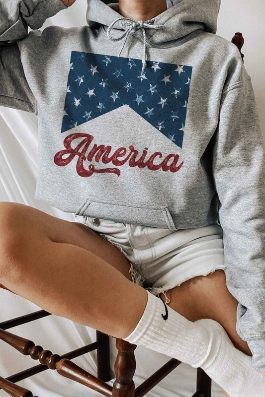 AMERICA STARS HOODIE PLUS SIZE Hoodie with Cuffed Sleeves Snug Secure