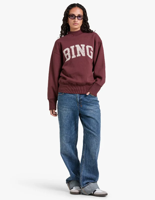 Bradie Sweatshirt Bing - Deep Burgundy Hoodie with Sequins Glamorous Eye-catching