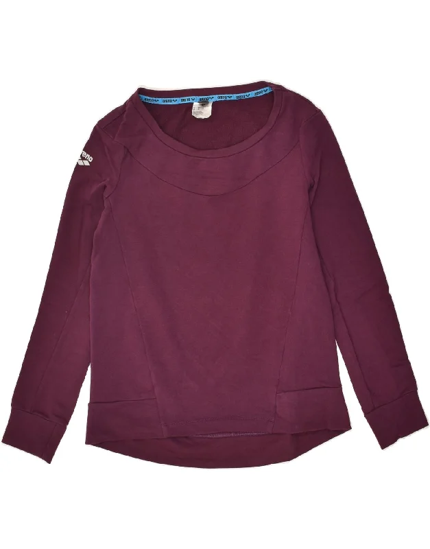 ARENA Womens Sweatshirt Jumper UK 6 XS Burgundy Cotton Hoodie with Earth Tones Natural Calm