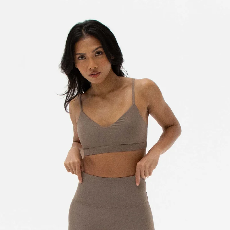 Base V-Neck Bra Mocha Stretchy Wireless Bra