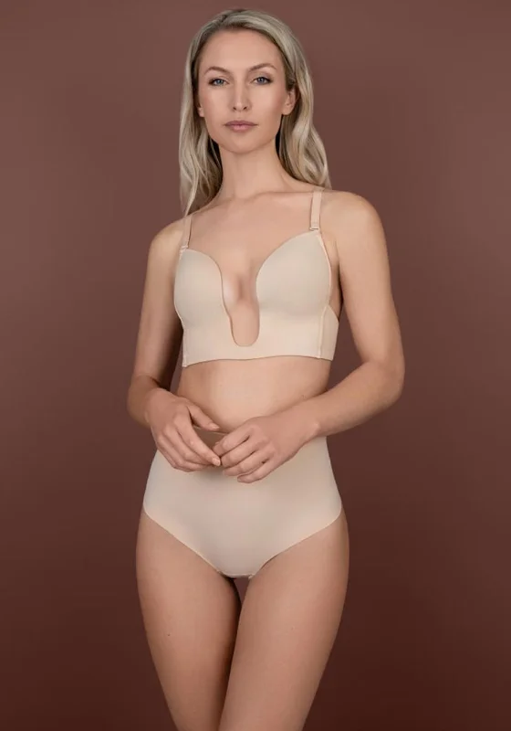 Bye Bra Ultra Plunge Bra, Beige Elegant Silk Bra