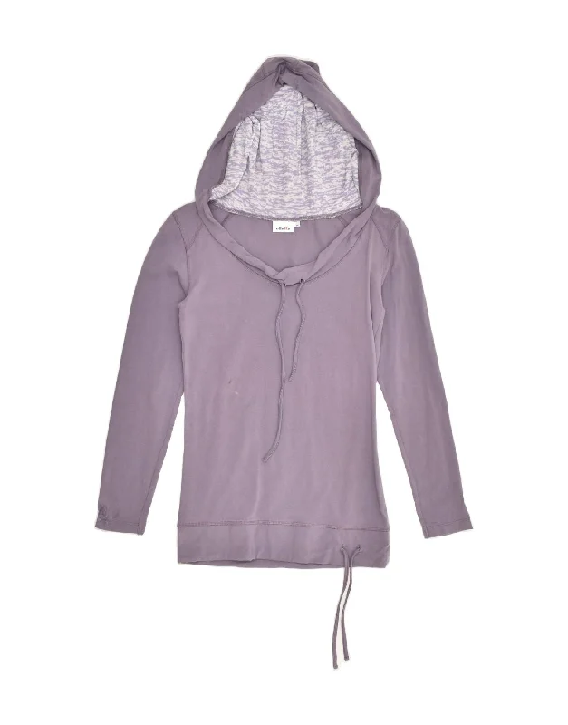 ELLESSE Womens Hoodie Jumper UK 12 Medium Purple Cotton Hoodie with Metallic Shiny Futuristic