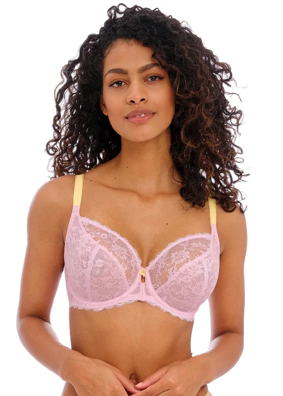 Freya Offbeat Plunge Bra, Pink Soft Mesh Bra