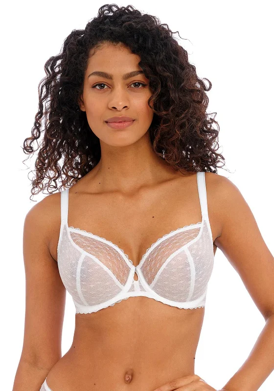 Freya Signature Plunge Bra, White Breathable Full Coverage