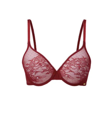 Glossies Lace Sheer Moulded Bra 13001 - Bordeaux (Fashion) Light Seamless Bra