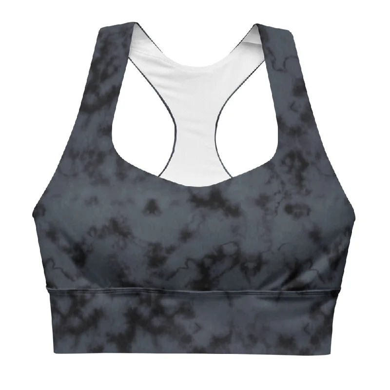 Grey Marble Dye UPF 50+ Compression Sports Bra XS-3XL Classic Wire-Free Bra