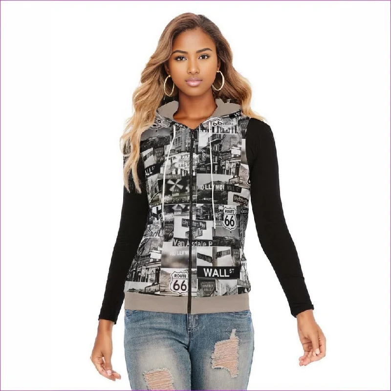 Greyed Streets Womens Sleeveless Zipper Hoodie Hoodie with Color Block Contrast Stylish