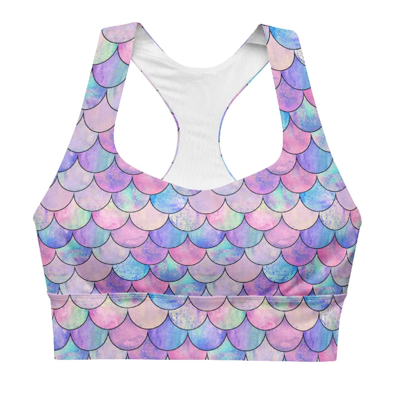 High Impact Racerback Sports Bra - Mermaid Scales Casual Bralette Set