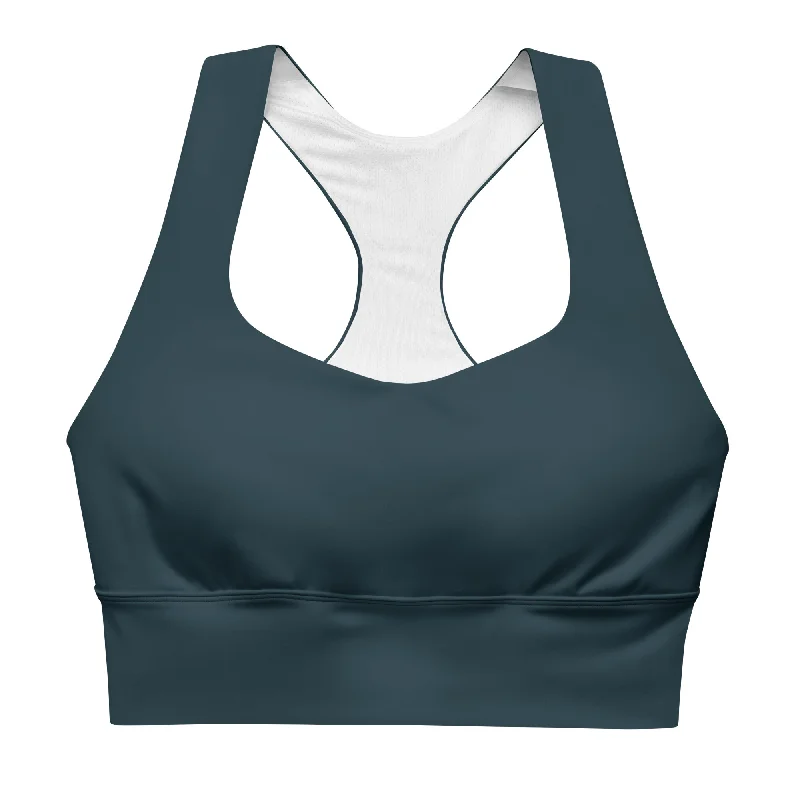 High-Impact Racerback Sports Bra -Seychelles Blue Feminine Lace Bra