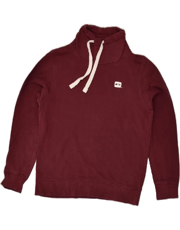 JACK & JONES Womens Sweatshirt Jumper UK 14 Medium Burgundy Cotton Hoodie with Oversized Fit Loose Comfortable