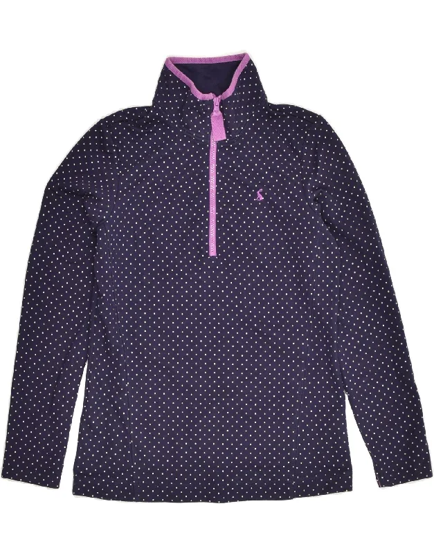 JOULES Womens Zip Neck Sweatshirt Jumper UK 10 Small  Purple Polka Dot Hoodie with Earth Tones Natural Calm