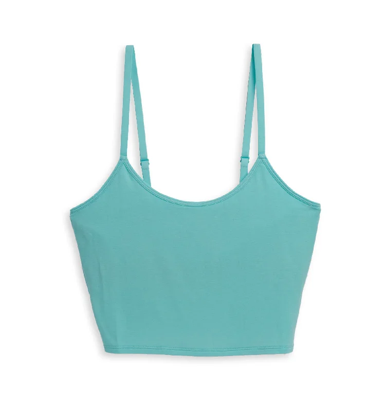 Longline Bra Top - Tencel Modal Aruba Blue Padded Push-Up Bra