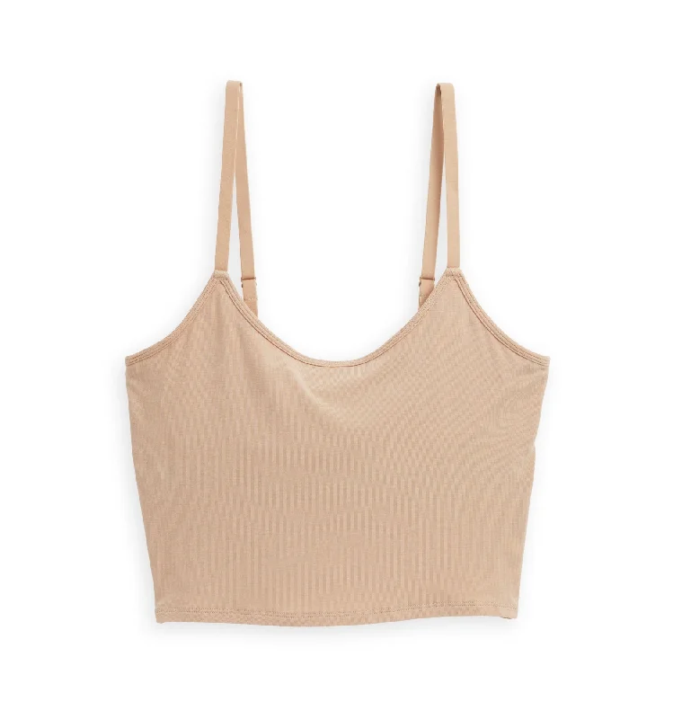 Longline Bra Top - TENCEL™ Modal Chai Padded Push-Up Bra