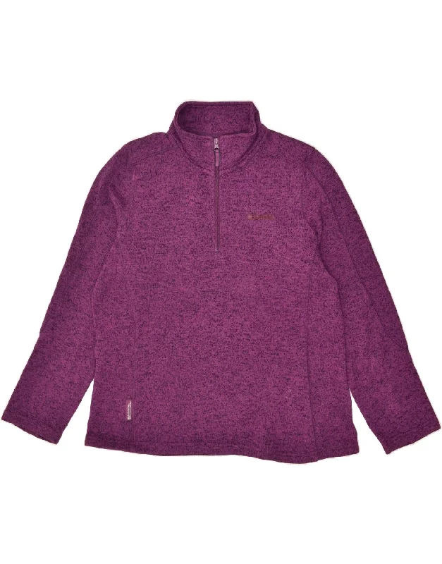 MOUNTAIN WAREHOUSE Womens Zip Neck Sweatshirt Jumper UK 18 XL Purple Hoodie with Button Placket Classic Preppy