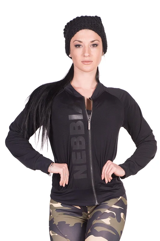 Nebbia Zip Sweatshirt 288 - Black Hoodie with Slit Hem Functional Movement