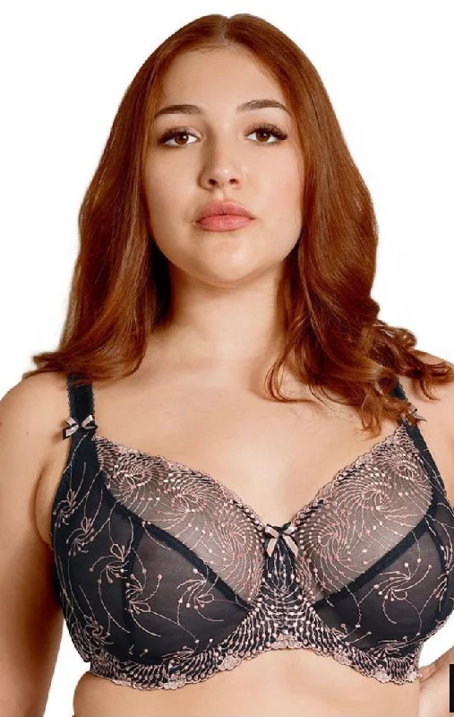 Nicole-B2271 Sheer Bra-Black Rose Gold Simple Wireless Bra