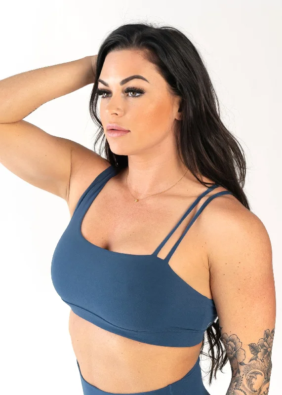 NKD Asymmetrical Bra | Dark Blue Elegant Silk Bra