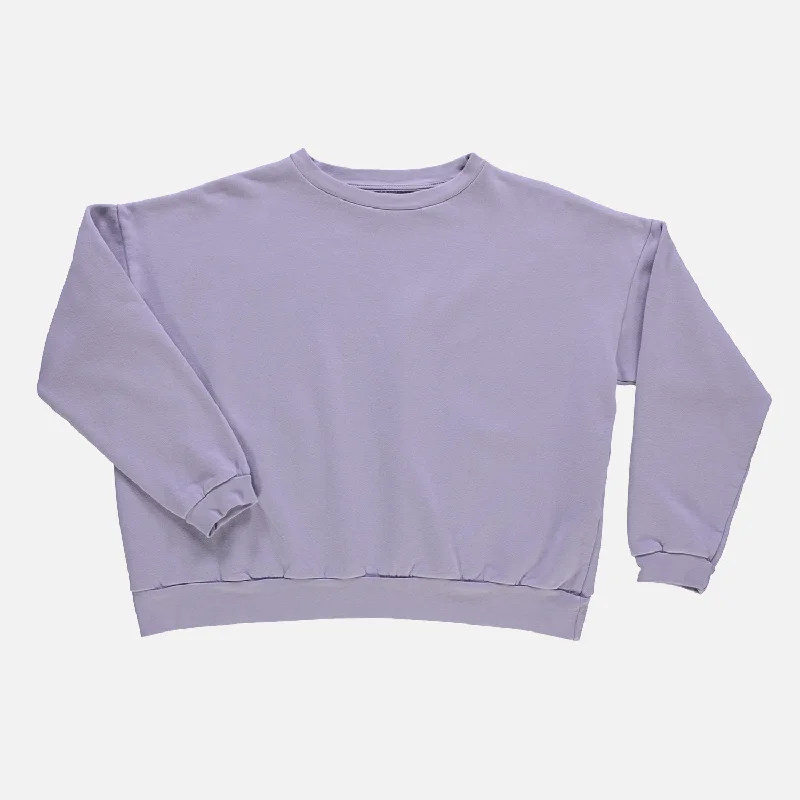 Womens Cotton Fleece Acentra Sweatshirt - Lavender Aura Hoodie with Button Placket Classic Preppy