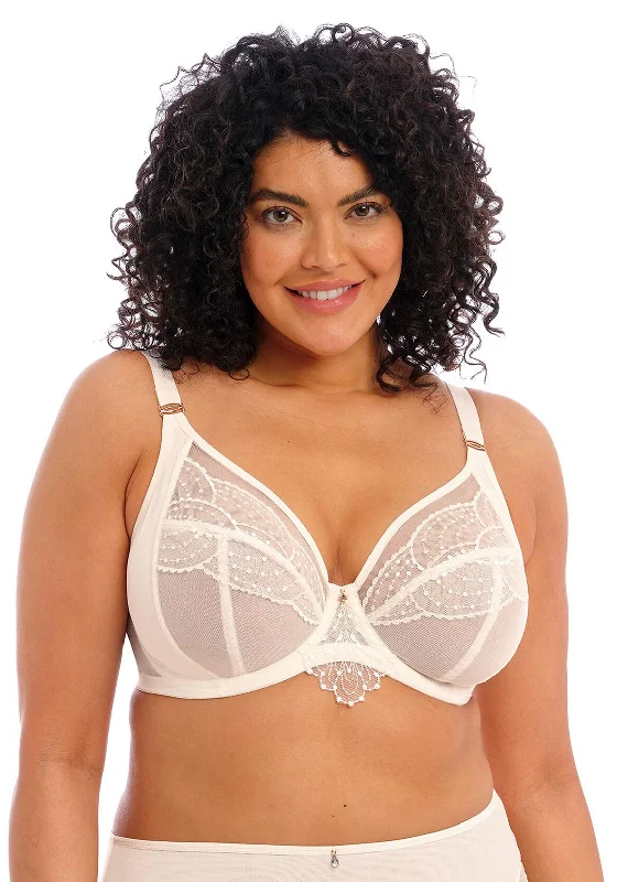 Elomi Priya Plunge Side Support Bra, Vanilla Breathable Full Coverage