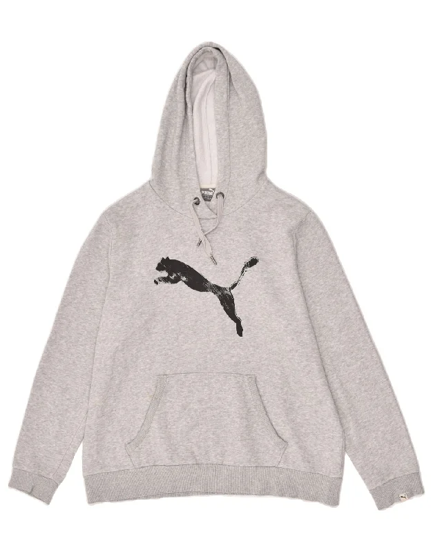 PUMA Womens Graphic Hoodie Jumper UK 18 XL Grey Cotton Oversized Hoodie Comfort Casual