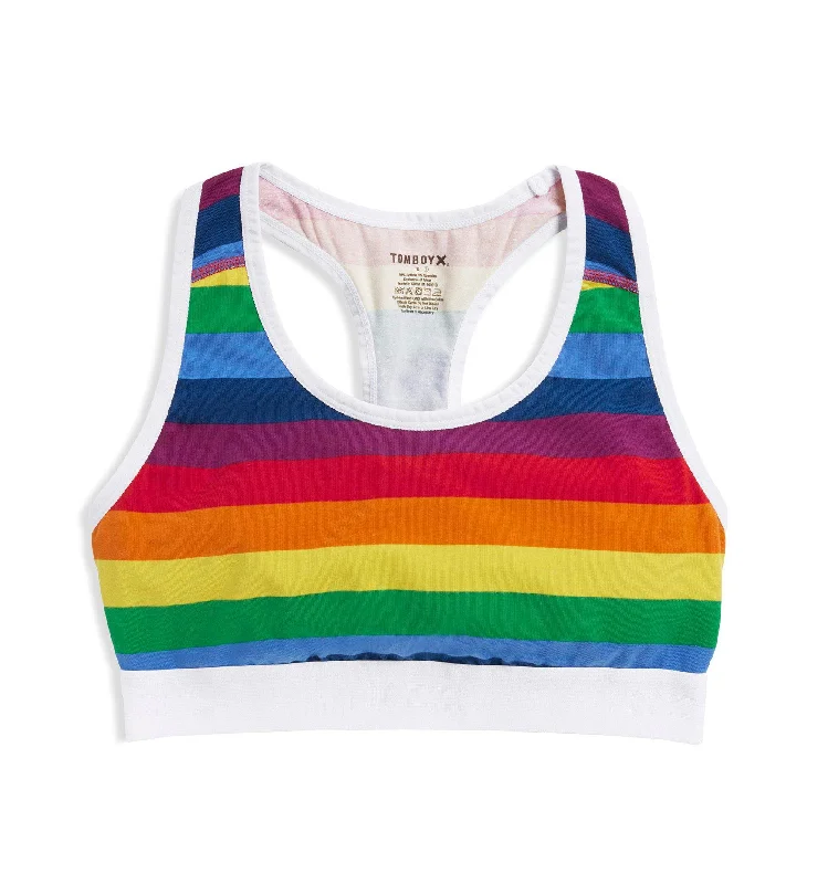 Racerback Soft Bra - Rainbow Pride Stripes Adjustable Comfort Bra