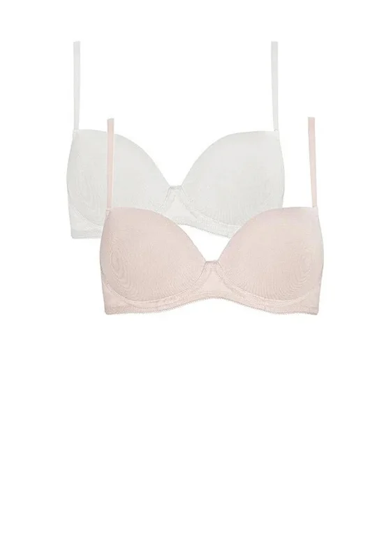 Royce Sophia Wire Free 2 Pack Bra, Blush and Cream Padded Push-Up Bra