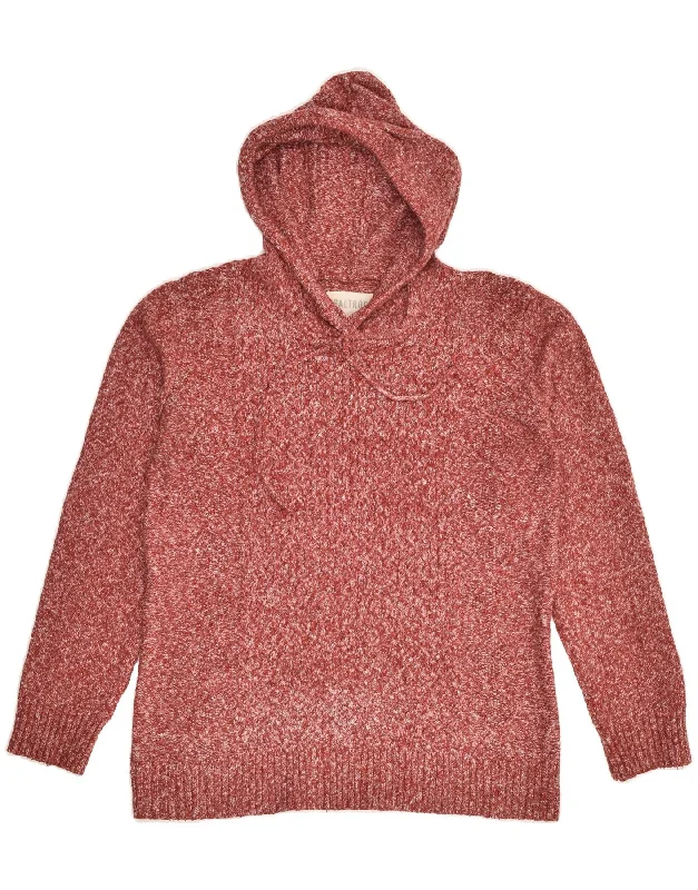 SALTROCK Womens Hoodie Jumper UK 10 Small Red Acrylic Hoodie with Drawcord Adjustable Secure