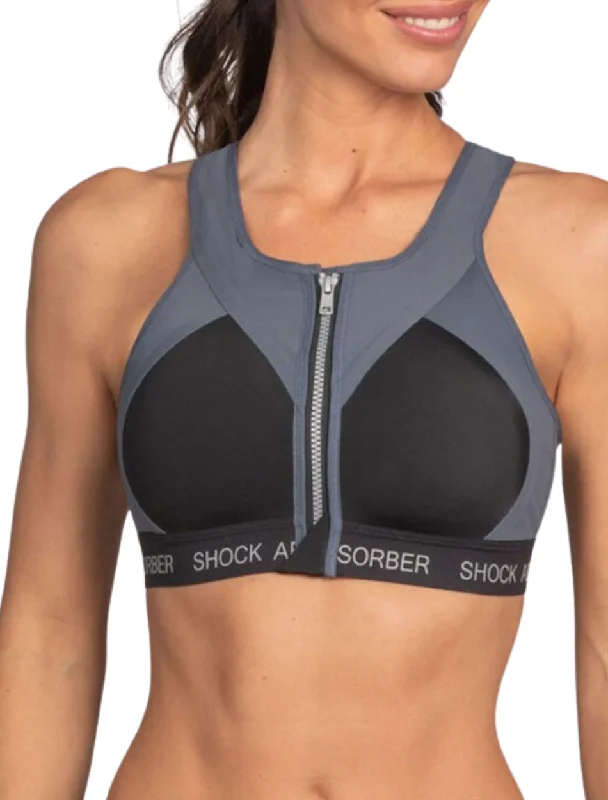 Shock Absorber Infinity Power Bra, Black & Silver | Black Non Wired Sports Bras | Zip Front Sports Bras Comfortable Bralette Style Shock Absorber Infinity Power Bra, Black & Silver | Black Non Wired Sports Bras | Zip Front Sports Bras Comfortable Bralette Style