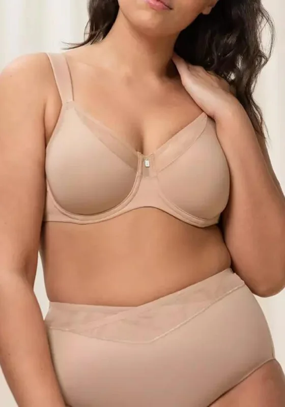 Triumph True Shape Sensation W01 Minimiser Bra, Beige Sexy Mesh Bralette