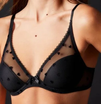 Victoire Flocked Hearts Plunge Bra JOU-230-03 Contour Bra Style