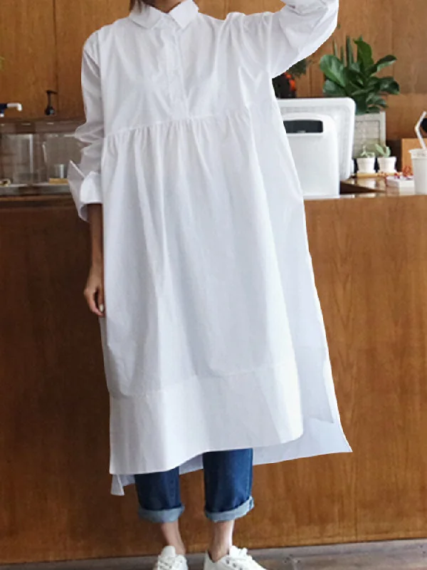 Casual Loose Midi Buttons Long Sleeve Collar Shirt Women Midi Dress Cozy A-Line Midi Dress Casual Loose Midi Buttons Long Sleeve Collar Shirt Women Midi Dress Cozy A-Line Midi Dress