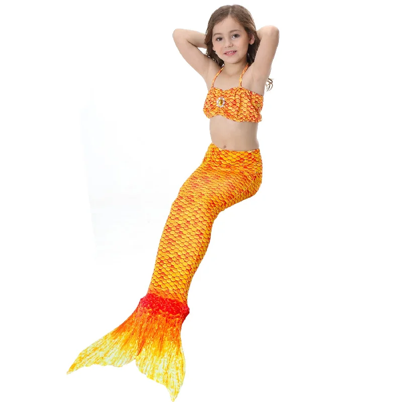 Fancydresswale Mermaid swimming costume bikini for Girls- Orange Classic Swimsuit Design