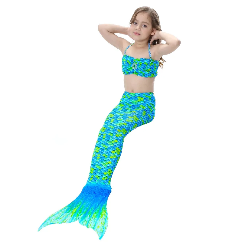 Fancydresswale Mermaid swimming costume bikini for Girls- Green Blue Plus-Size Bikini Set