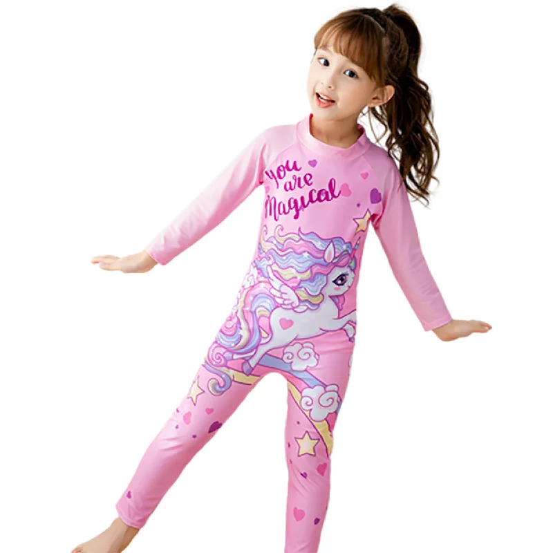 Fancydresswale Unicorn Princess Full sleeve Swimsuit for kids Stylish Cover-Up Set