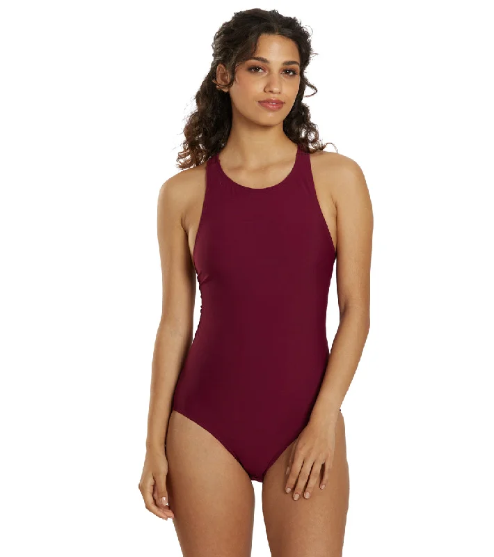 FINIS Women's Bladeback Solid One Piece Swimsuit Bold High-Cut Bikini