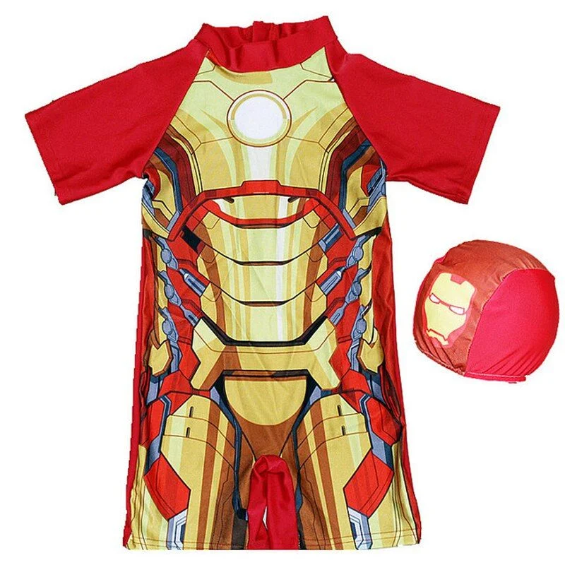 Ironman Swimming Dress for Kids with Cap Sexy Swimwear Set