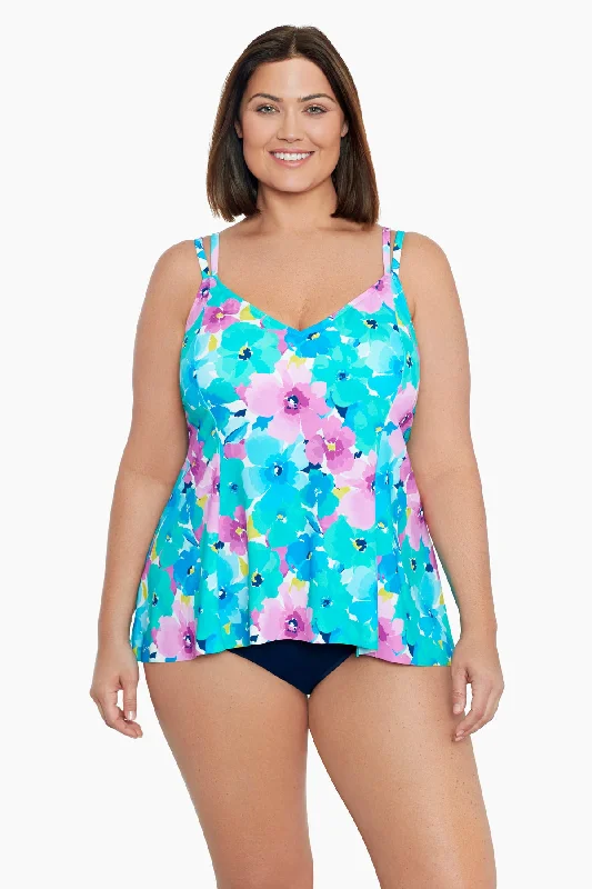 Plus Size Princess Seam Fauxkini One Piece Swimsuit Hidden Garden Classic Swimsuit Design