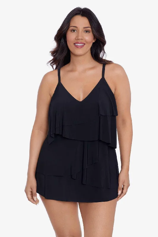 Emilia One Piece Swim Dress Solid V-Neck Swim Dress