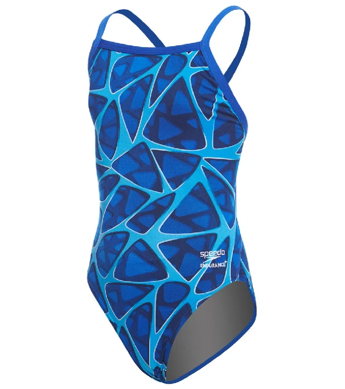 Speedo Endurance+ Girls' Caged Out Flyback One Piece Swimsuit Blue Lace-Detail Bikini Set Speedo Endurance+ Girls' Caged Out Flyback One Piece Swimsuit Blue Lace-Detail Bikini Set