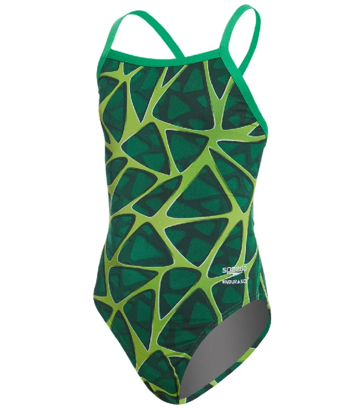 Speedo Endurance+ Girls' Caged Out Flyback One Piece Swimsuit Green Halter Top Bikini Speedo Endurance+ Girls' Caged Out Flyback One Piece Swimsuit Green Halter Top Bikini